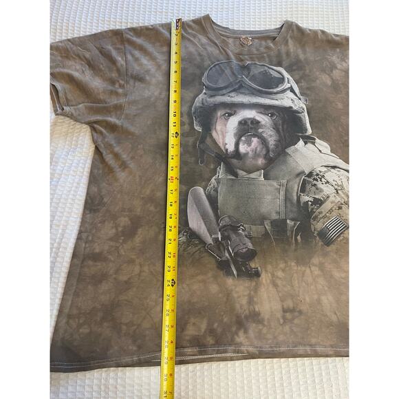 The Mountain Mens Cotton Y2K Green Tie Dye Bull Dog Army Graphic Tee Size 2XL - Picture 6 of 14